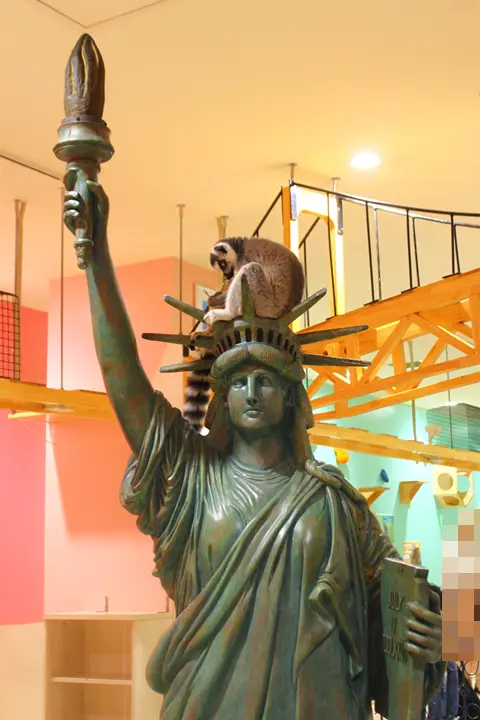 アニタッチ　アクアシティお台場　自由の女神像　ワオキツネザル