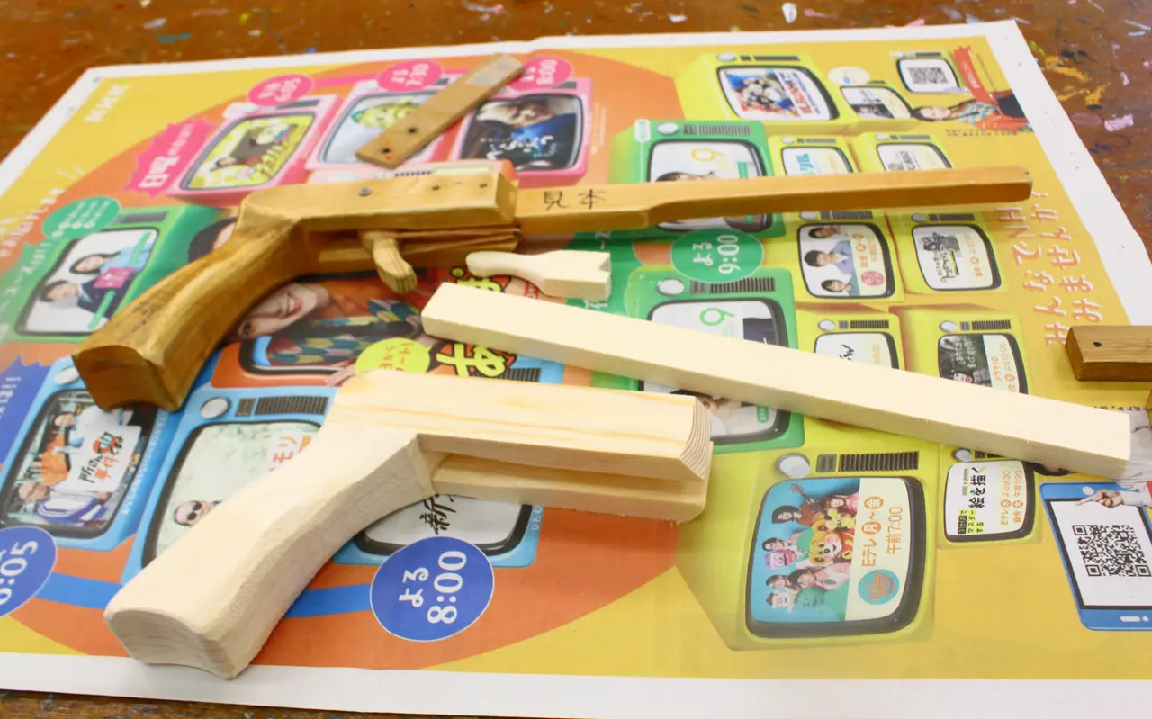 ぐんまこどもの国　半日体験教室　輪ゴム銃　材料