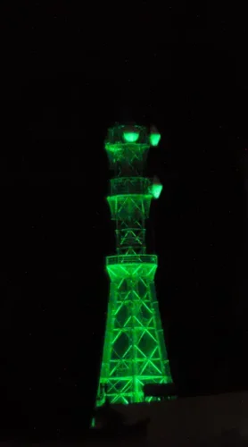 盛岡　夜景　マイクロ波無線鉄塔